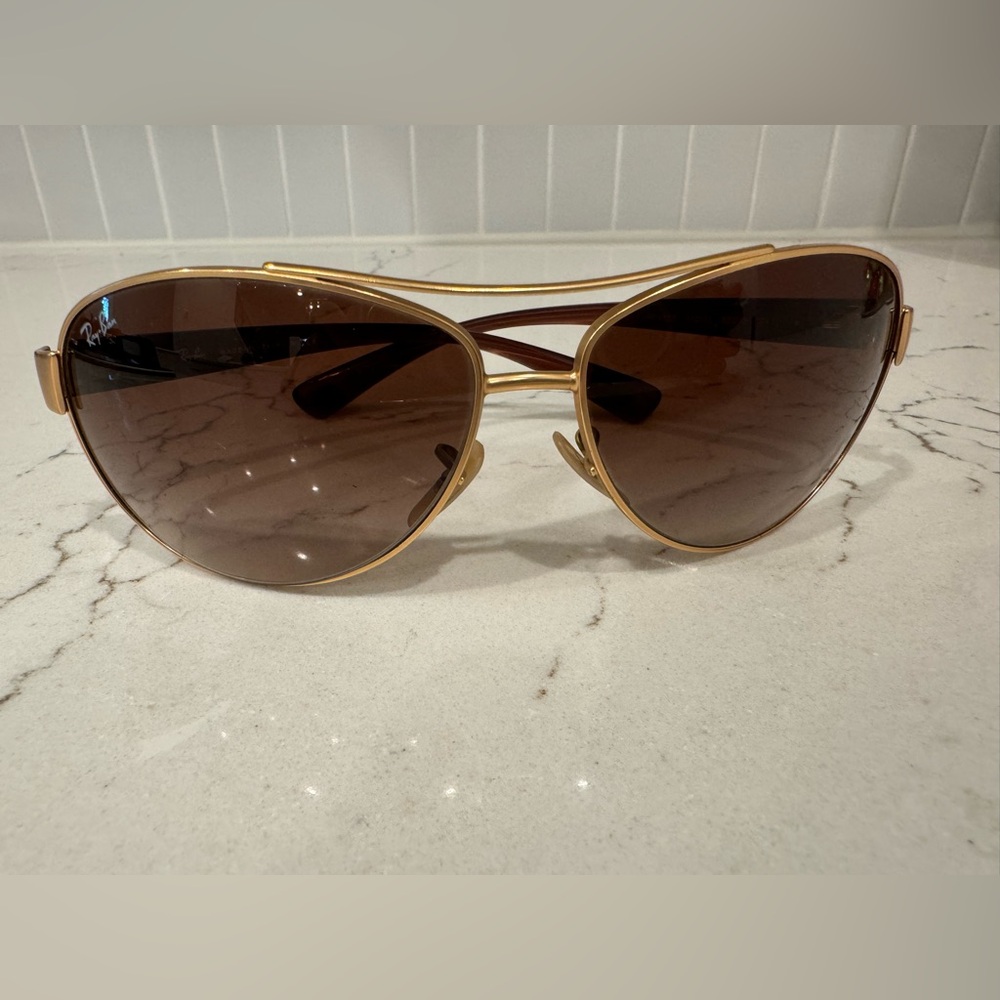 Ray-Ban Sunglasses- Gold Frame, Purple Arms, Brown Gradient Lenses